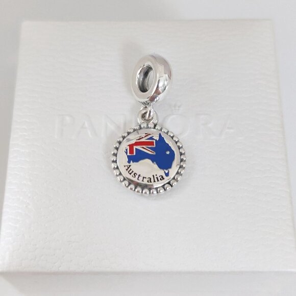 Pandora Australia Flag Map Exclusive Travel Dangle Charm S925 Silver with box - Picture 6 of 6